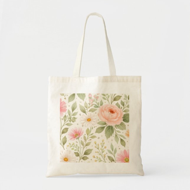 Weiches Florales Wasserfarbenmuster   Tragetasche (Vorne)