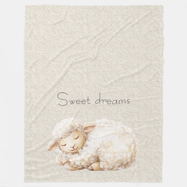 Weiches Fluffiges Schlafendes Schaf Fleecedecke (Vorderseite)