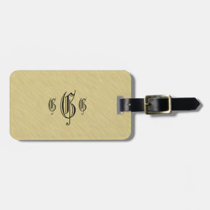 Weiches gebürstetes goldenes Monogramm-Gepäckanhän Gepäckanhänger