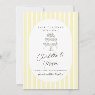Weiches Gelb Gestreiftes Whimsical Save-the-Date Einladung