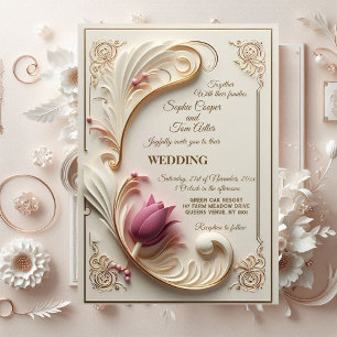 Weiches Gold Barocke Pracht mit Tulpen-Blumen-Swir Einladung