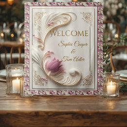 Weiches Gold Barocke Pracht Tulpen Blumen Schwung Wandteppich