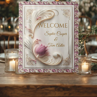 Weiches Gold Barocke Pracht Tulpen Blumen Schwung Wandteppich