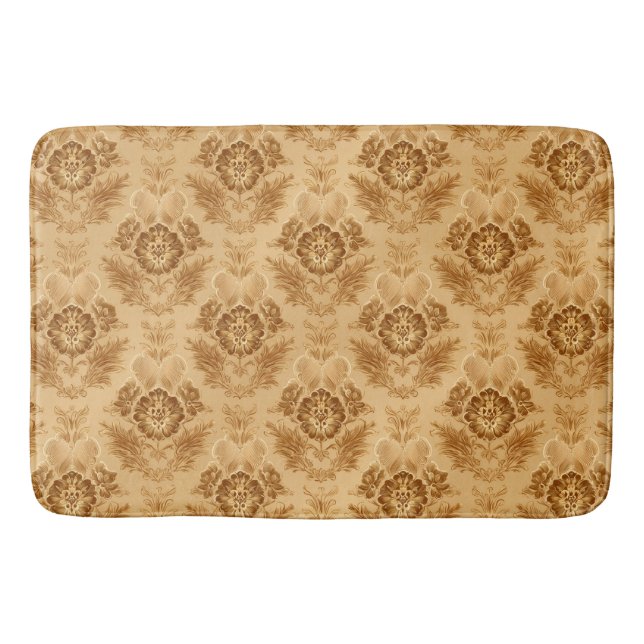 Weiches Gold Damast Blumenmuster Badematte (Vorderseite)