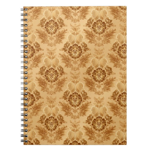 Weiches Gold Damast Blumenmuster Notizblock (Vorderseite)