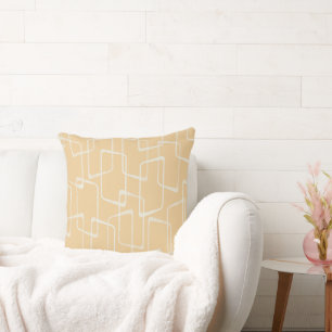 Weiches Gold Retro Lino Druck Geometrisches Muster Kissen