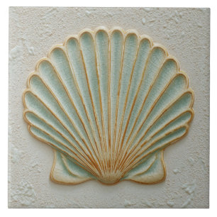 Weiches Gold und Aquamarine-Kammmuschel Fliese