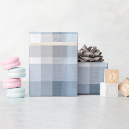 Weiches Grau Blau Ruhiges Nebel-Karo-Muster Geschenkpapier