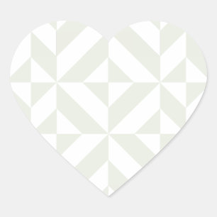 Weiches Grau Geometrische Art Deco Herz-Aufkleber