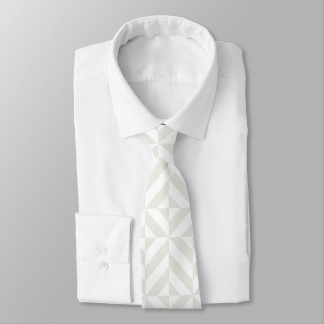 Weiches Grau Geometrische Art Deco Krawatte (Gebunden)