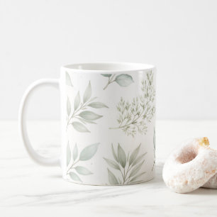 Weiches grünes botanisches Blätter Muster  Kaffeetasse