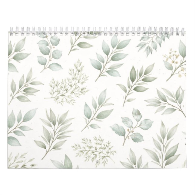 Weiches grünes botanisches Blätter Muster  Kalender (Titelbild)