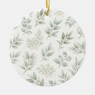 Weiches grünes botanisches Blätter-Muster Keramik Ornament