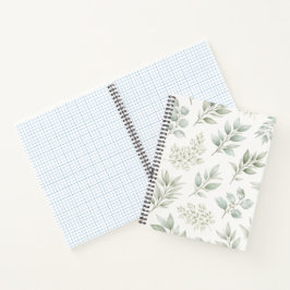 Weiches grünes botanisches Blättermuster Notizbuch