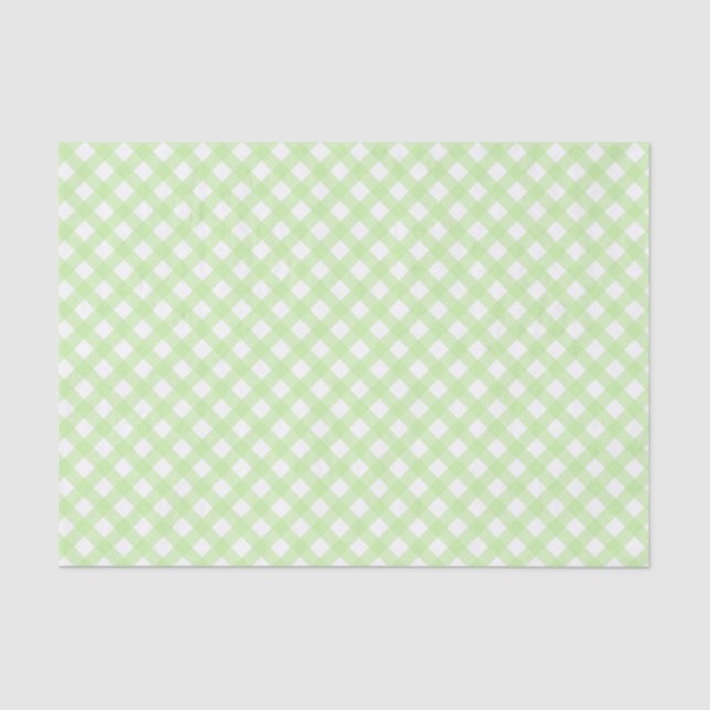 Weiches grünes Gingham-Musterteppichpapier Seidenpapier (Vorderseite)