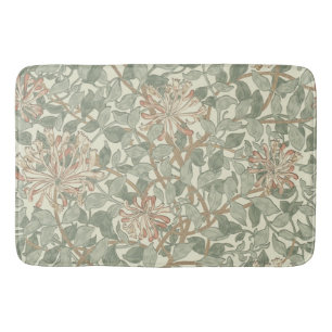 Weiches grünes Vintage-William-Morris-Geißblatt Badematte