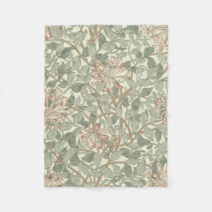 Weiches grünes Vintage-William-Morris-Geißblatt Fleecedecke