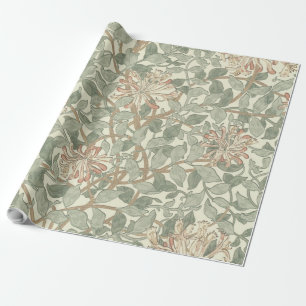 Weiches grünes Vintage-William-Morris-Geißblatt Geschenkpapier