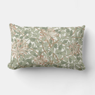 Weiches grünes Vintage-William-Morris-Geißblatt Lendenkissen