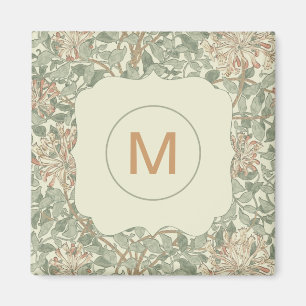 Weiches grünes Vintage-William-Morris-Geißblatt Magnet