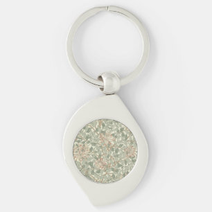 Weiches grünes Vintage-William-Morris-Geißblatt Schlüsselanhänger