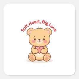 Weiches Herz Große Liebe Süßer Teddybär Tassen  Quadratischer Aufkleber
