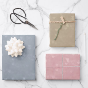 Weiches Herz-Muster Geschenkpapier Set