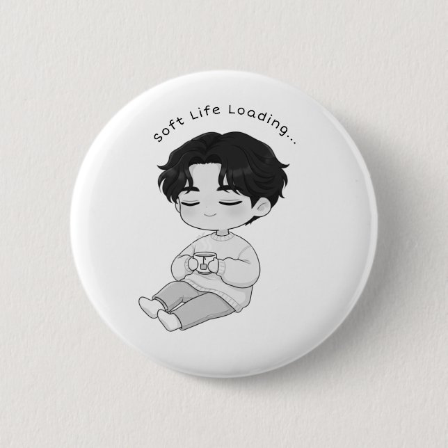 Weiches Leben Lade Cozy Chibi Jungen Tee Button (Vorderseite)