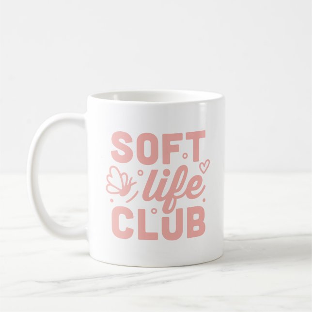 Weiches Leben Mädchen rosa Ästhetik Kaffeetasse (Links)