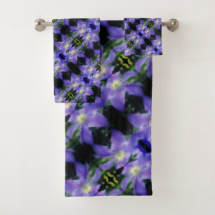 Weiches Lila Clematis Blume Abstraktes Muster Badhandtuch Set
