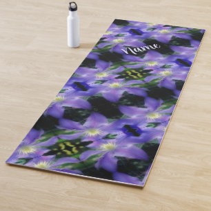 Weiches Lila Clematis Blume Muster Personalisiert Yogamatte