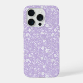 Weiches lila Lavendel weißes Blumenmuster iPhone 15 Pro Hülle