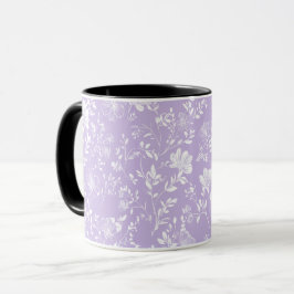 Weiches lila Lavendel weißes Blumenmuster Tasse