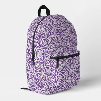 Weiches lila Rosenmuster Bedruckter Rucksack