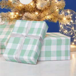 Weiches Minzgrün Weiß Frisches Gingham Karomuster Geschenkpapier