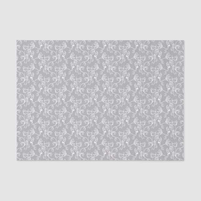 Weiches modernes White&Grey genannt Damask Seidenpapier (Vorderseite)