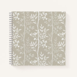 Weiches neutrales Beige Botanisches Florales Silho Notizbuch