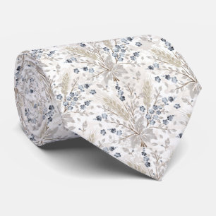 Weiches neutrales Boho-Blumen-Botanik-Muster Krawatte