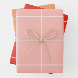 Weiches neutrales Gittermuster Minimales Kontrolld Geschenkpapier Set