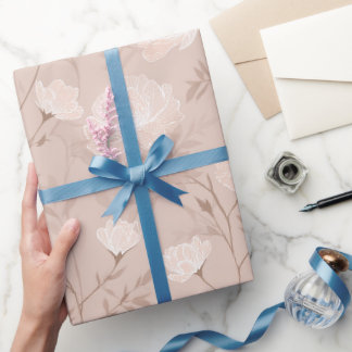 Weiches Neutrales Rosa Beiges Blumenmuster Geschenkpapier