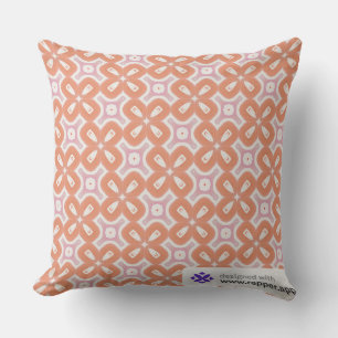 Weiches Orange- und Rosa-Blumen-Geometrie-Kissen – Kissen