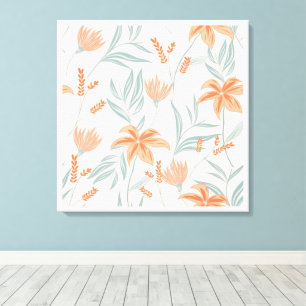 Weiches Orange und Salbei-Pfirsich-Blumen-Botanik Leinwanddruck