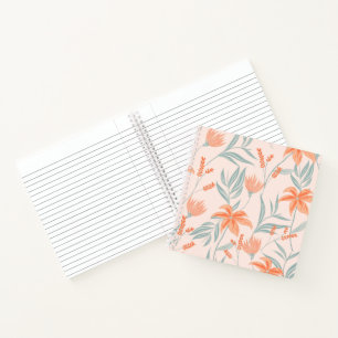 Weiches Orange und Salbei-Pfirsich-Blumen-Botanik Notizbuch
