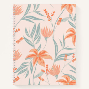 Weiches Orange und Salbei-Pfirsich-Blumen-Botanik Notizbuch