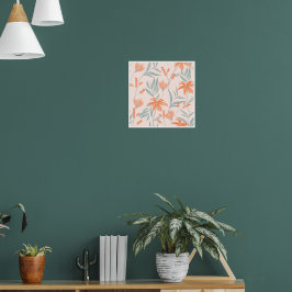 Weiches Orange und Salbei-Pfirsich-Blumen-Botanik  Poster