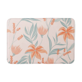 Weiches Orange und Salbei Pfirsich Floral Botanisc Badematte