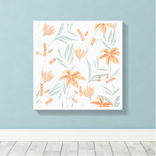 Weiches Orange und Salbei Pfirsich Floral Botanisc Leinwanddruck