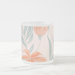 Weiches Orange und Salbei Pfirsich Floral Botanisc Mattglastasse