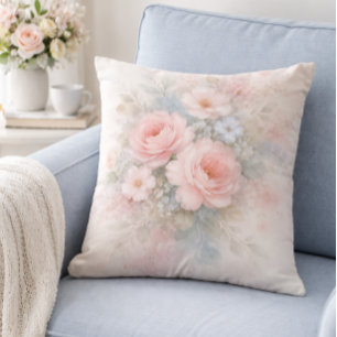 Weiches Pastell-Blumenbouquet Kissen