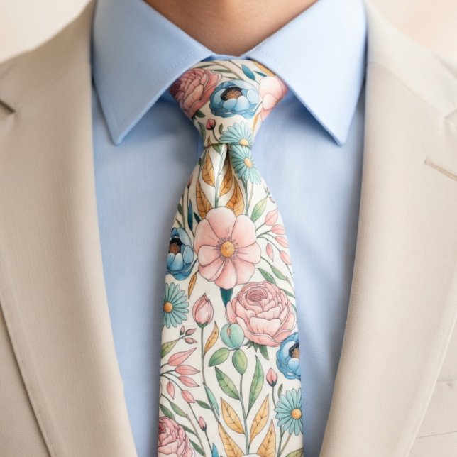 Weiches Pastell-Blumenmuster Krawatte (Von Creator hochgeladen)